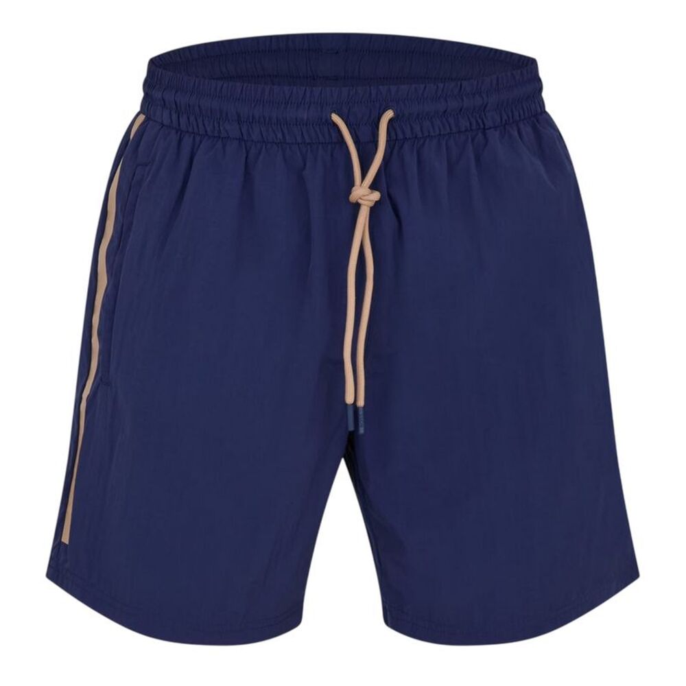 Boss Mens Side Stripe Polyester Relaxed Fit Swim Shorts / Navy